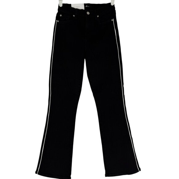 7 for all mankind Women Stretch High Waist Slim Kick Black Jeans Size 24 NWT - Picture 1 of 12